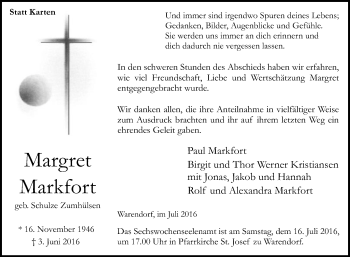 Traueranzeige von Paul Markfort von Die Glocke
