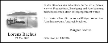 Traueranzeige von Lorenz Bachus von Die Glocke