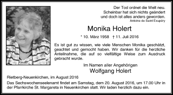 Traueranzeige von Monika Holert von Die Glocke