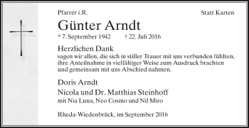 Traueranzeige von Günter Arndt von Die Glocke