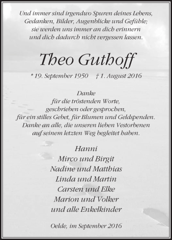 Traueranzeige von Theo Guthoff von Die Glocke