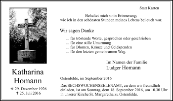 Traueranzeige von Katharina Homann von Die Glocke