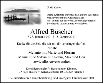 Traueranzeige von Alfred Büscher von Die Glocke
