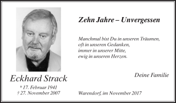 Traueranzeige von Eckhard Strack von Die Glocke