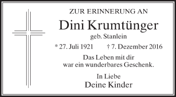 Traueranzeige von Dini Krumtünger von Die Glocke