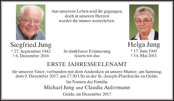 Traueranzeige von Siegfried und Helga Jung von Die Glocke