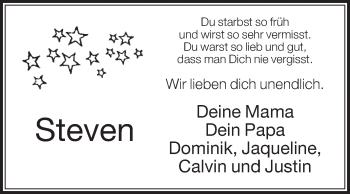 Traueranzeige von Steven  von Die Glocke