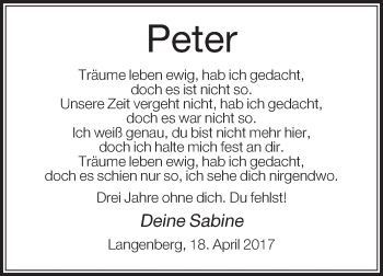 Traueranzeige von Peter  von Die Glocke