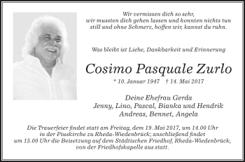 Traueranzeige von Cosimo Pasquale Zurlo von Die Glocke