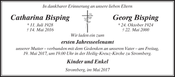 Traueranzeige von Catharina und Georg Bisping von Die Glocke