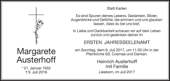 Traueranzeige von Margarete Austerhoff von Die Glocke