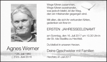 Traueranzeige von Agnes Werner von Die Glocke