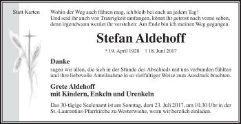 Traueranzeige von Stefan Aldehoff von Die Glocke