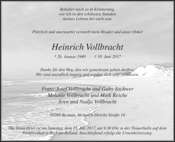 Traueranzeige von Heinrich Vollbracht von Die Glocke