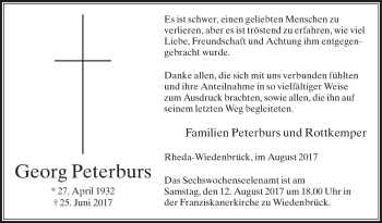 Traueranzeige von Georg Peterburs von Die Glocke