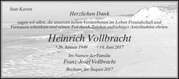 Traueranzeige von Heinrich Vollbracht von Die Glocke