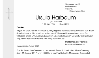 Traueranzeige von Ursula Harbaum von Die Glocke