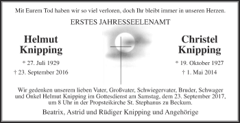 Traueranzeige von Helmut und Christel Knipping von Die Glocke