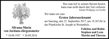 Traueranzeige von Silvana-Maria Jordans-Jürgensmeier von Die Glocke