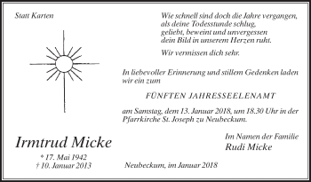 Traueranzeige von Irmtrud Micke von Die Glocke