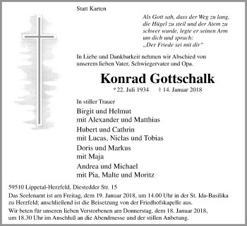 Traueranzeige von Konrad Gottschalk von Die Glocke