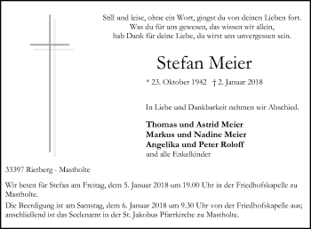 Traueranzeige von Stefan Meier von Die Glocke