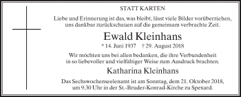 Traueranzeige von Ewald Kleinhans von Die Glocke