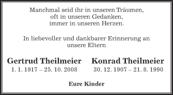 Traueranzeige von Gertrud Theilmeier von Die Glocke