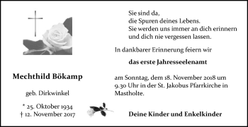 Traueranzeige von Mechthild Bökamp von Die Glocke