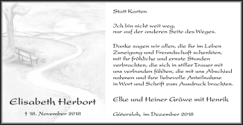 Traueranzeige von Elisabeth Herbort von Die Glocke