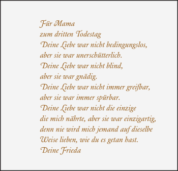 Traueranzeige von Für Mama  von Die Glocke