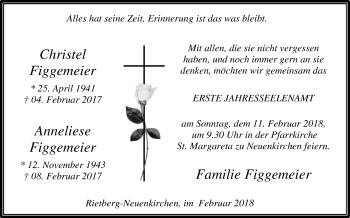 Traueranzeige von Christel und Anneliese Figgemeier von Die Glocke