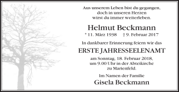 Traueranzeige von Helmut Beckmann von Die Glocke