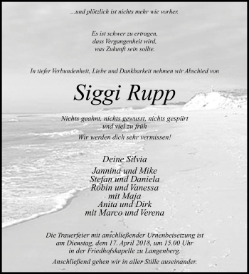 Traueranzeige von Siggi Rupp von Die Glocke