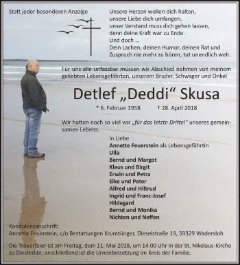 Traueranzeige von Detlef Skusa von Die Glocke