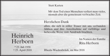 Traueranzeige von Heinrich Herborn von Die Glocke