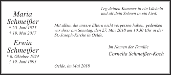 Traueranzeige von Maria und Erwin Schmeißer von Die Glocke