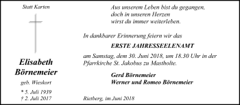 Traueranzeige von Elisabeth Börnemeier von Die Glocke
