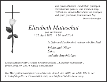Traueranzeige von Elisabeth Matuschat von Die Glocke