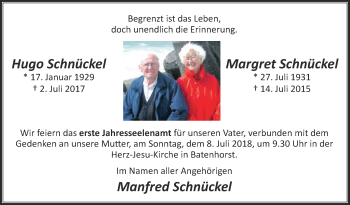 Traueranzeige von Margret Schnückel von Die Glocke