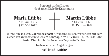 Traueranzeige von Martin Lübbe von Die Glocke