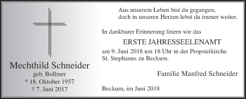 Traueranzeige von Mechthild Schneider von Die Glocke