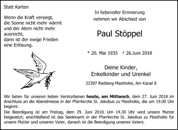 Traueranzeige von Paul Stöppel von Die Glocke