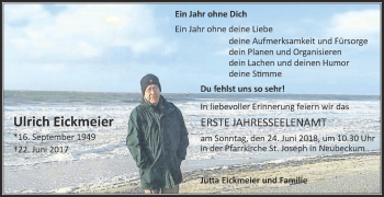 Traueranzeige von Ulrich Eickmeier von Die Glocke