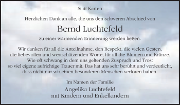Traueranzeige von Bernd Luchtefeld von Die Glocke