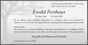 Traueranzeige von Ewald Forthaus von Die Glocke