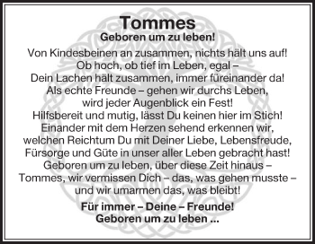 Traueranzeige von Tommes  von Die Glocke