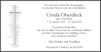 Traueranzeige von Ursula Oberdieck von Die Glocke