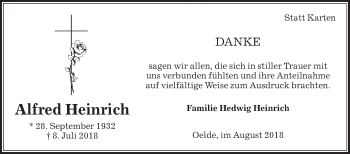 Traueranzeige von Alfred Heinrich von Die Glocke