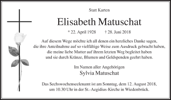 Traueranzeige von Elisabeth Matuschat von Die Glocke